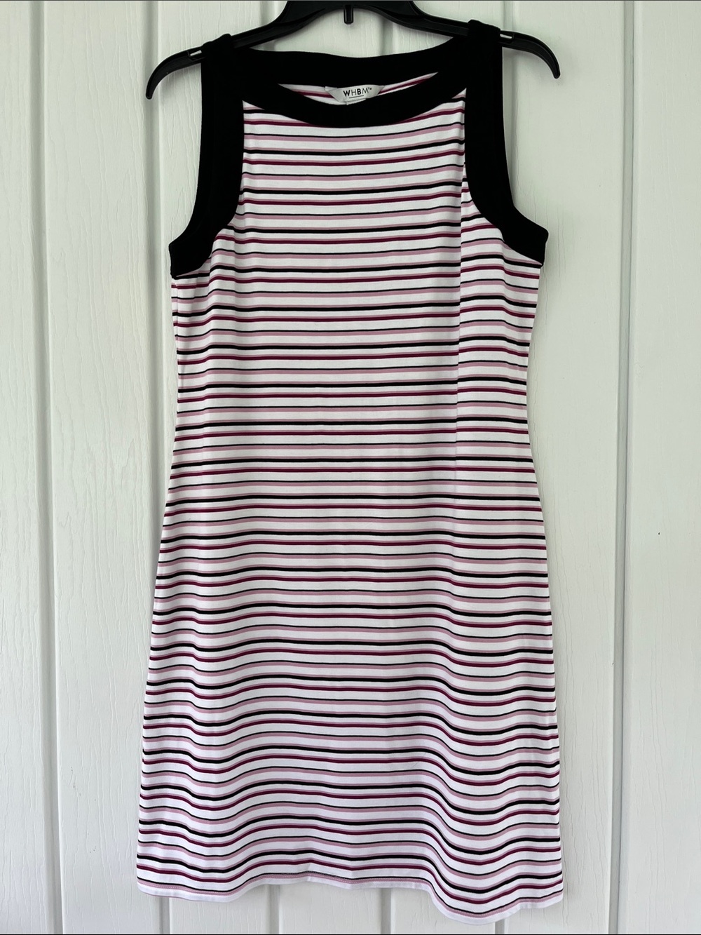 White House Black Market Pink, Black and White Striped Dress